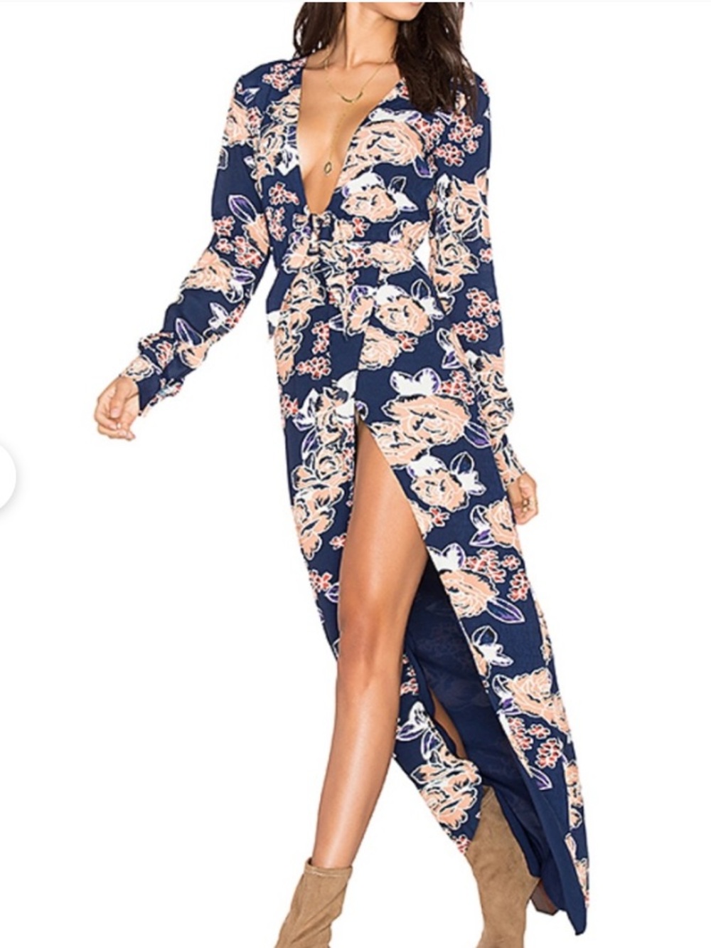Lovers + Friends Navy
Blue My Love Maxi Dress in Carmel Floral Size XS.